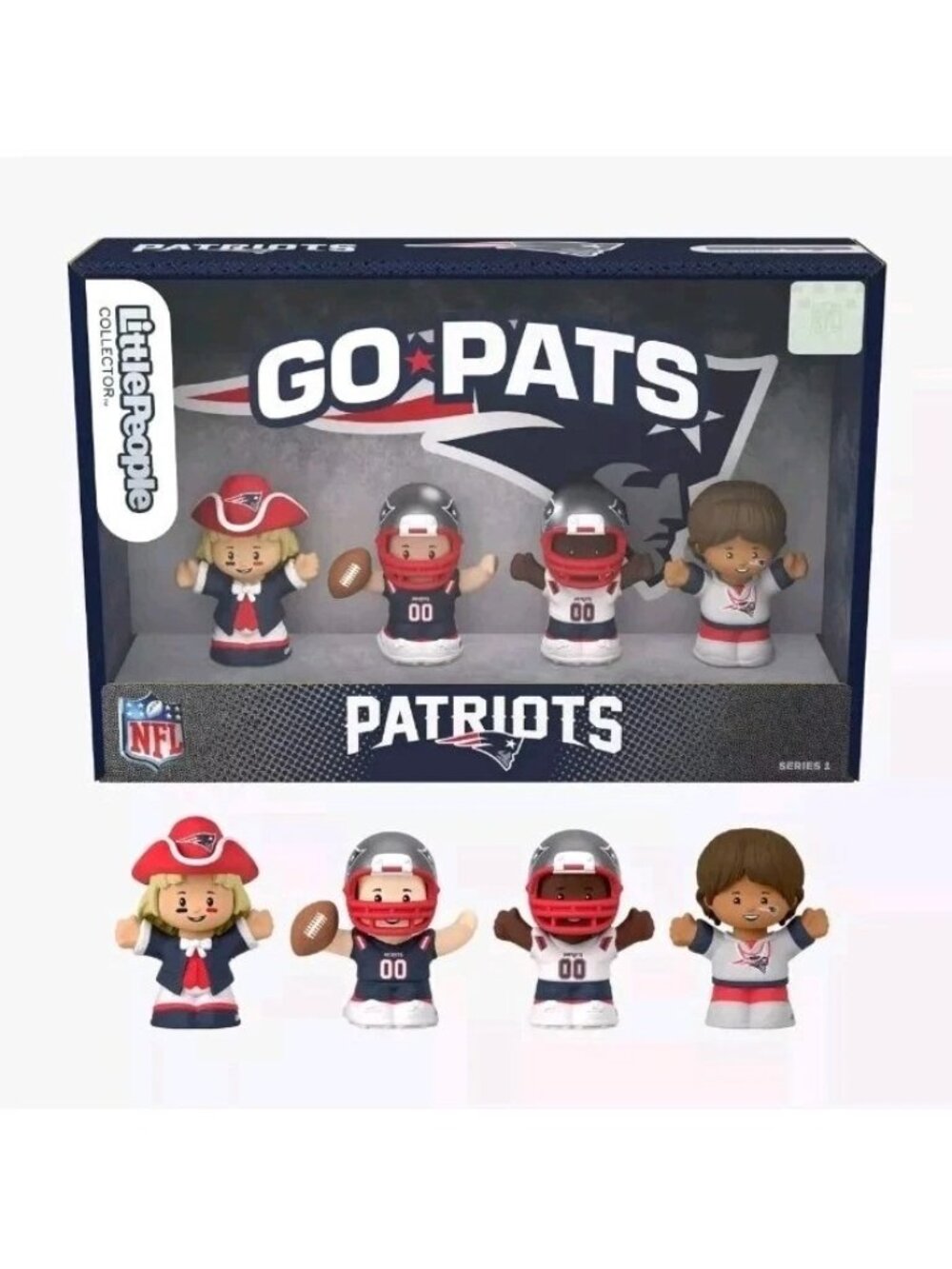 New England Patriots Little Collector People Fisher Price NFL Set 4 Football New